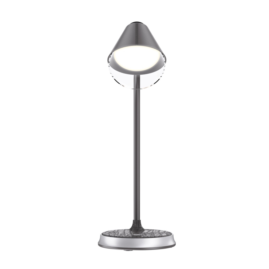 LED dimmbare Tischlampe mit kabelloser Ladefunktion FINCH LED/9W/12/230V grau/glänzender Chrom