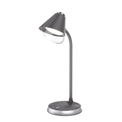 LED dimmbare Tischlampe mit kabelloser Ladefunktion FINCH LED/9W/12/230V grau/glänzender Chrom