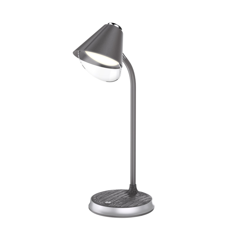 LED dimmbare Tischlampe mit kabelloser Ladefunktion FINCH LED/9W/12/230V grau/glänzender Chrom
