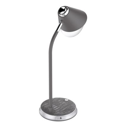 LED dimmbare Tischlampe mit kabelloser Ladefunktion FINCH LED/9W/12/230V grau/glänzender Chrom