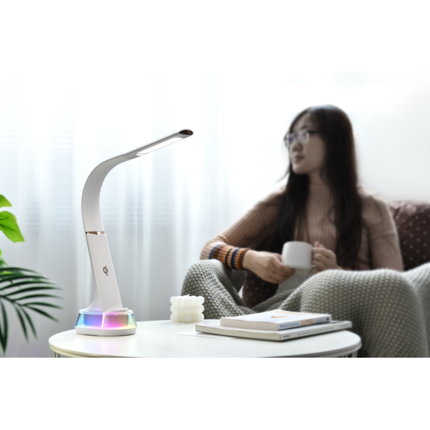 LED RGB dimmbare Tischlampe mit kabelloser Ladefunktion CORELLA LED/7W/12/230V weiß