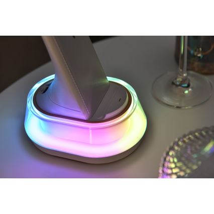 LED RGB dimmbare Tischlampe mit kabelloser Ladefunktion CORELLA LED/7W/12/230V weiß