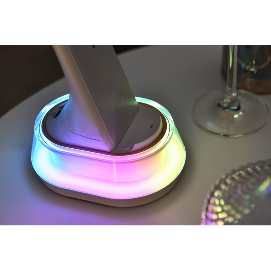 LED RGB dimmbare Tischlampe mit kabelloser Ladefunktion CORELLA LED/7W/12/230V weiß