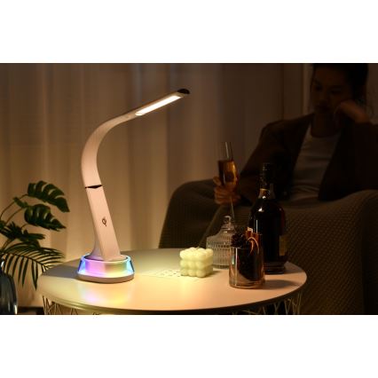 LED RGB dimmbare Tischlampe mit kabelloser Ladefunktion CORELLA LED/7W/12/230V weiß