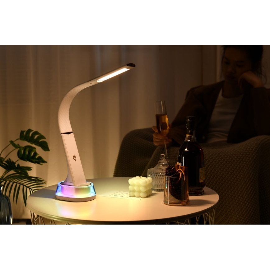 LED RGB dimmbare Tischlampe mit kabelloser Ladefunktion CORELLA LED/7W/12/230V weiß