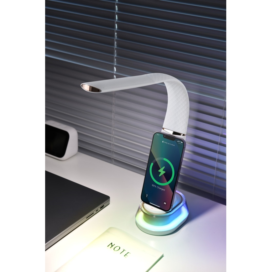LED RGB dimmbare Tischlampe mit kabelloser Ladefunktion CORELLA LED/7W/12/230V weiß