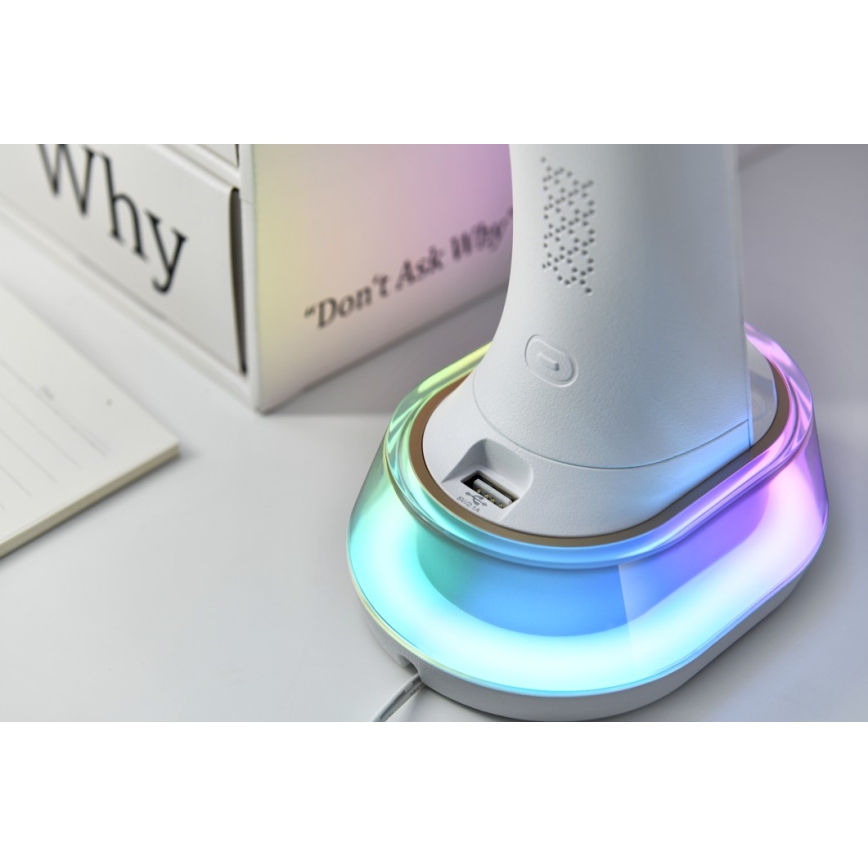 LED RGB dimmbare Tischlampe mit kabelloser Ladefunktion CORELLA LED/7W/12/230V weiß