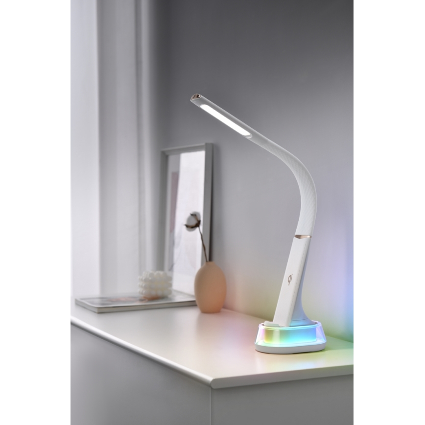 LED RGB dimmbare Tischlampe mit kabelloser Ladefunktion CORELLA LED/7W/12/230V weiß