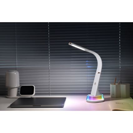 LED RGB dimmbare Tischlampe mit kabelloser Ladefunktion CORELLA LED/7W/12/230V weiß