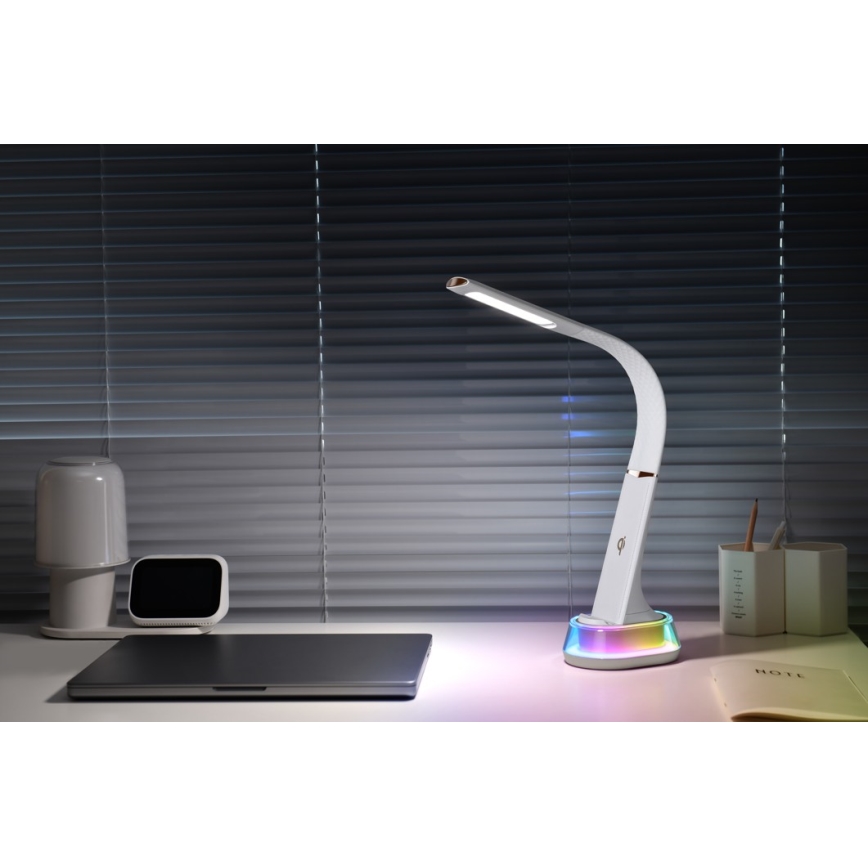 LED RGB dimmbare Tischlampe mit kabelloser Ladefunktion CORELLA LED/7W/12/230V weiß