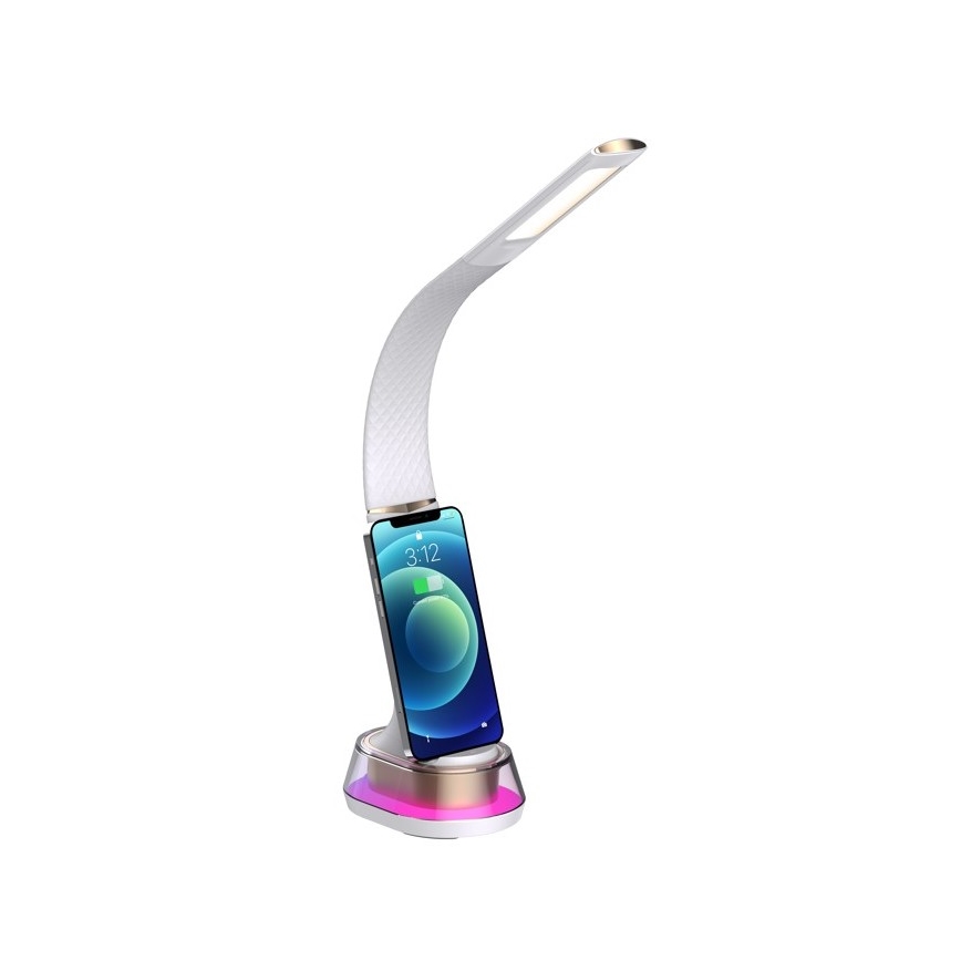 LED RGB dimmbare Tischlampe mit kabelloser Ladefunktion CORELLA LED/7W/12/230V weiß