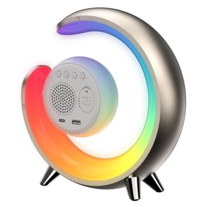 LED RGBW dimmbare Tischlampe mit Wecker PEACOCK LED/20W/5V USB