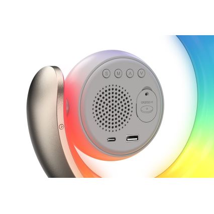LED RGBW dimmbare Tischlampe mit Wecker PEACOCK LED/20W/5V USB