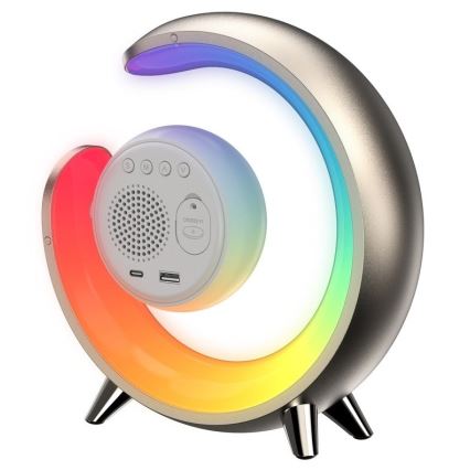 LED RGBW dimmbare Tischlampe mit Wecker PEACOCK LED/20W/5V USB