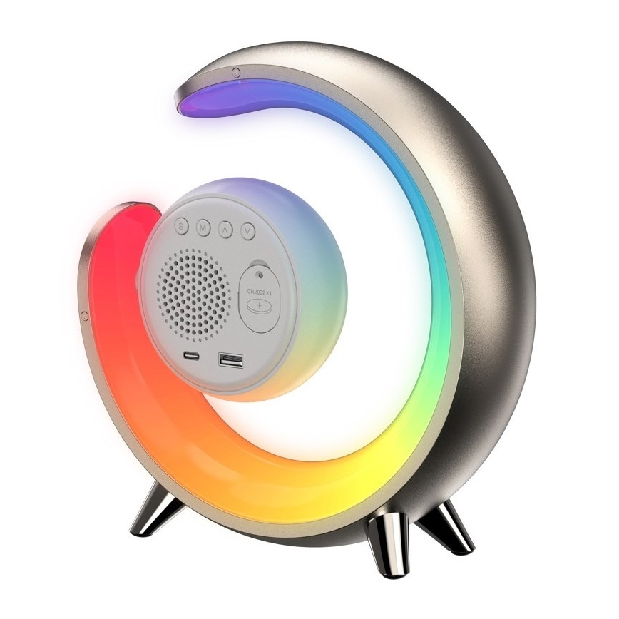 LED RGBW dimmbare Tischlampe mit Wecker PEACOCK LED/20W/5V USB