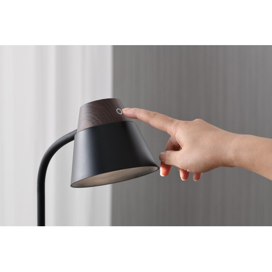 LED+CCT dimmbare Tischlampe mit kabellosem QI-Ladepad IDEAL LED/8W/230V 2700/4000/5000K braun