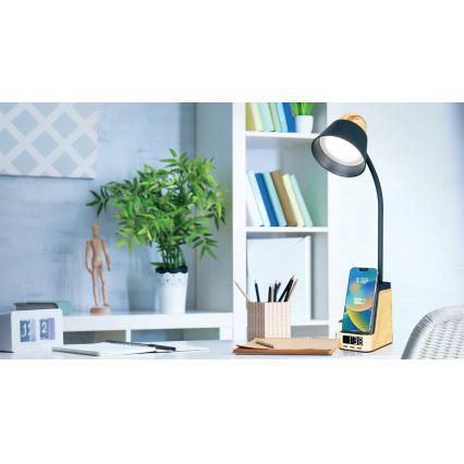 LED+CCT dimmbare Tischleuchte mit kabelloser Qi-Ladefunktion IDEAL LED/8W/230V 2700/4000/5000K beige