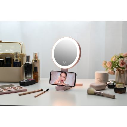 Immax 09102L - LED+CCT dimmbarer Kosmetikspiegel SWEET LED/3W/5V rosa