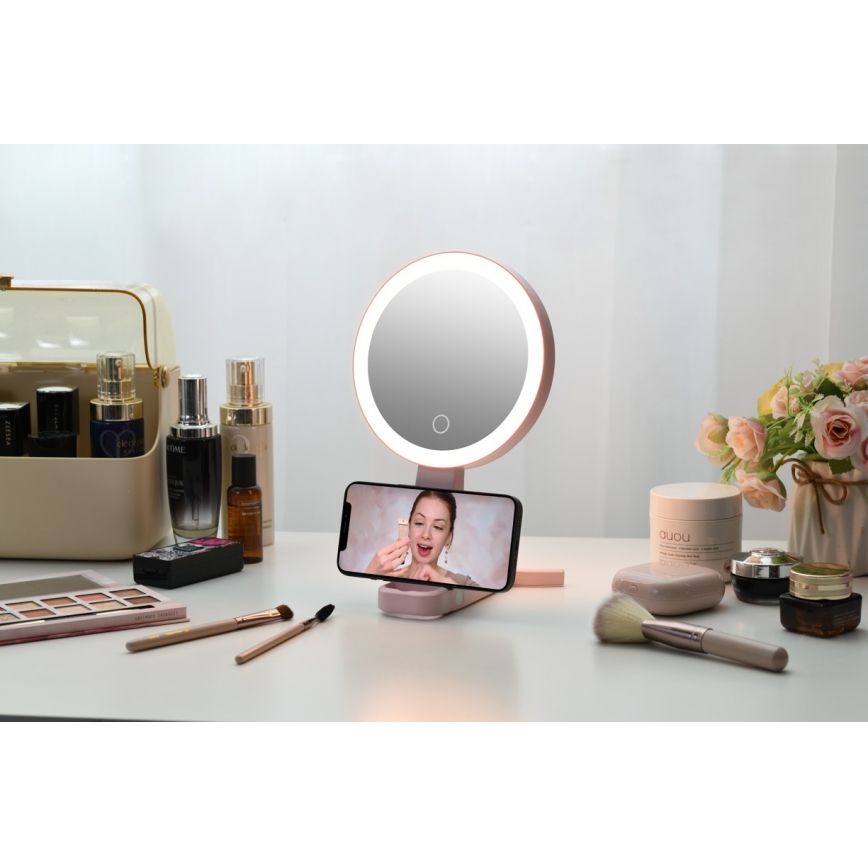 Immax 09102L - LED+CCT dimmbarer Kosmetikspiegel SWEET LED/3W/5V rosa