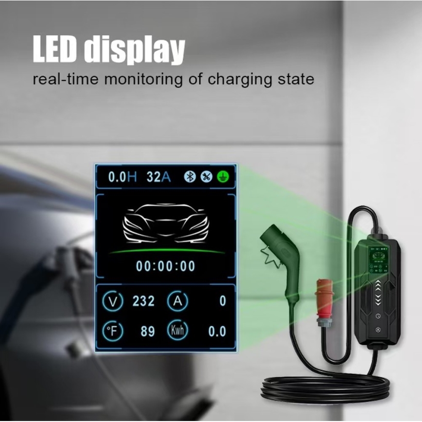 Immax - Tragbare Ladestation für Elektrofahrzeuge AC Typ 2 32A/380V 22kW 5m mit Tasche