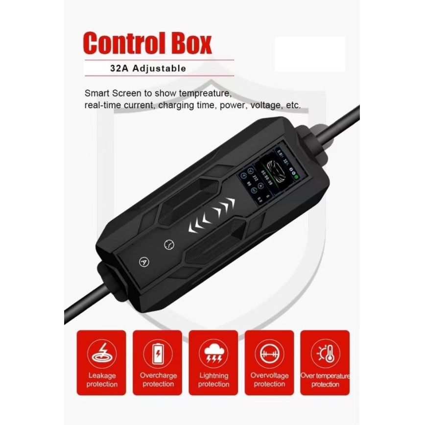 Immax - Tragbare Ladestation für Elektrofahrzeuge AC Typ 2 32A/380V 22kW 5m mit Tasche