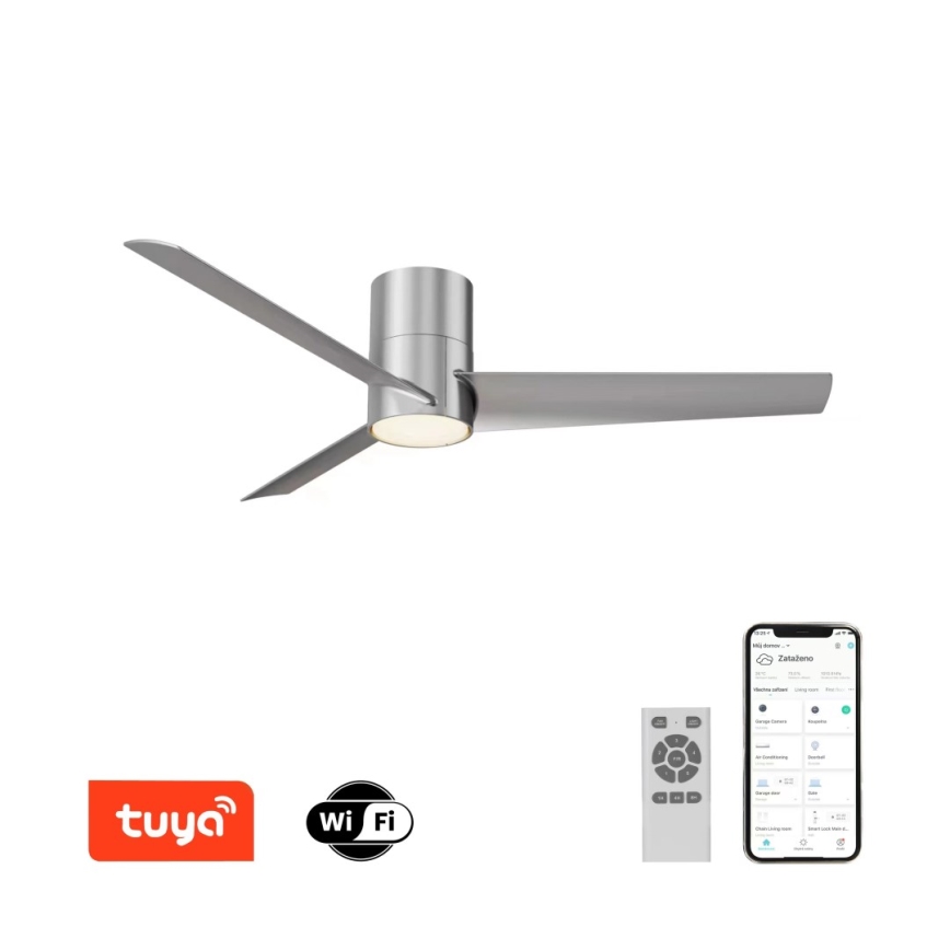 Immax NEO 07135-S - LED-Deckenventilator FRESH LED/18W/230V Wi-Fi Tuya matt Chrom + Fernbedienung