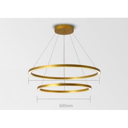 Immax NEO 07159-G80-60 – Dimmbare LED-Hängeleuchte an Schnur FINO LED/93W/230V Tuya golden + Fernbedienung