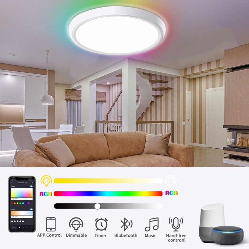 Immax NEO 07164-40 - LED RGB+CCT dimmbare Deckenleuchte NEO LITE TUDO LED/50W/230V Wi-Fi Tuya + Fernbedienung