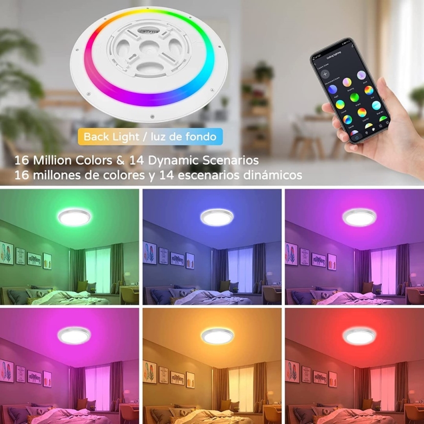 Immax NEO 07164-40 - LED RGB+CCT dimmbare Deckenleuchte NEO LITE TUDO LED/50W/230V Wi-Fi Tuya + Fernbedienung
