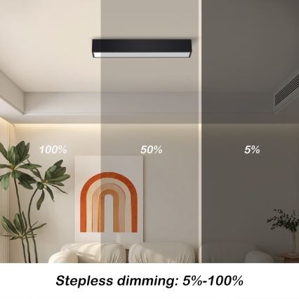 Immax NEO 07254L - Dimmbare LED-Deckenleuchte NEO LITE LUNGO LED/20W/230V 3000-6000K Wi-Fi Tuya schwarz + Fernbedienung