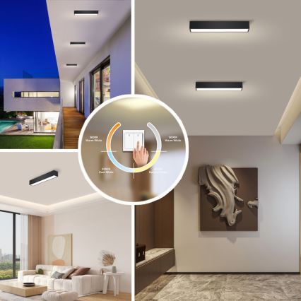 Immax NEO 07254L - LED dimmbares Deckenleuchte NEO LITE LUNGO LED/20W/230V 3000-6000K Wi-Fi Tuya schwarz + Fernbedienung