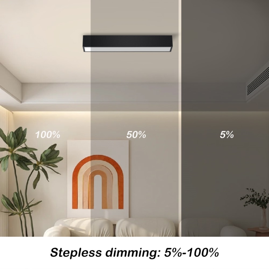 Immax NEO 07254L - LED dimmbares Deckenleuchte NEO LITE LUNGO LED/20W/230V 3000-6000K Wi-Fi Tuya schwarz + Fernbedienung