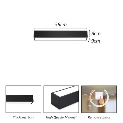 Immax NEO 07254L - LED dimmbares Deckenleuchte NEO LITE LUNGO LED/20W/230V 3000-6000K Wi-Fi Tuya schwarz + Fernbedienung