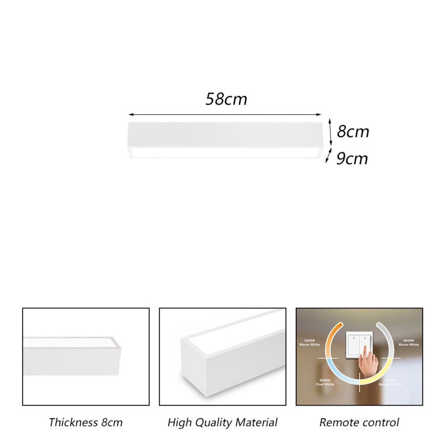 Immax NEO 07257L - LED dimmbares Deckenleuchte NEO LITE LUNGO LED/20W/230V 3000-6000K Wi-Fi Tuya weiß + Fernbedienung