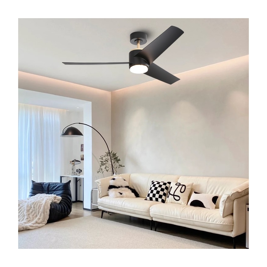Immax NEO 07280L - LED-Deckenventilator BEAUTY LED/18W/230V Wi-Fi Tuya schwarz d 132 cm + Fernbedienung