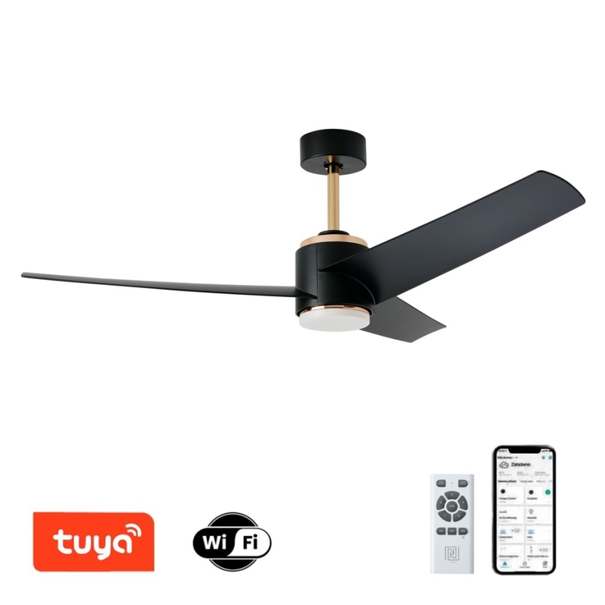 Immax NEO 07280L - LED-Deckenventilator BEAUTY LED/18W/230V Wi-Fi Tuya schwarz d 132 cm + Fernbedienung