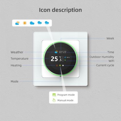 Immax NEO 07534L - SMART-Thermostat für Fußbodenheizung 230V/3A Wi-Fi Tuya