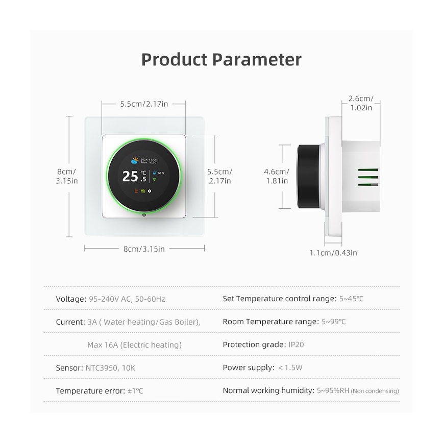 Immax NEO 07534L - SMART-Thermostat für Fußbodenheizung 230V/3A Wi-Fi Tuya