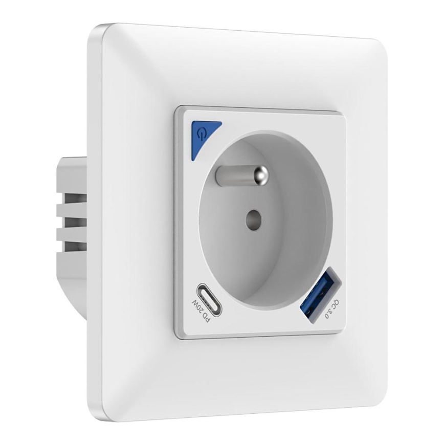 Immax NEO 07800L - Smart-Steckdose 16A/230V + 1xUSB-A+1xUSB C Tuya