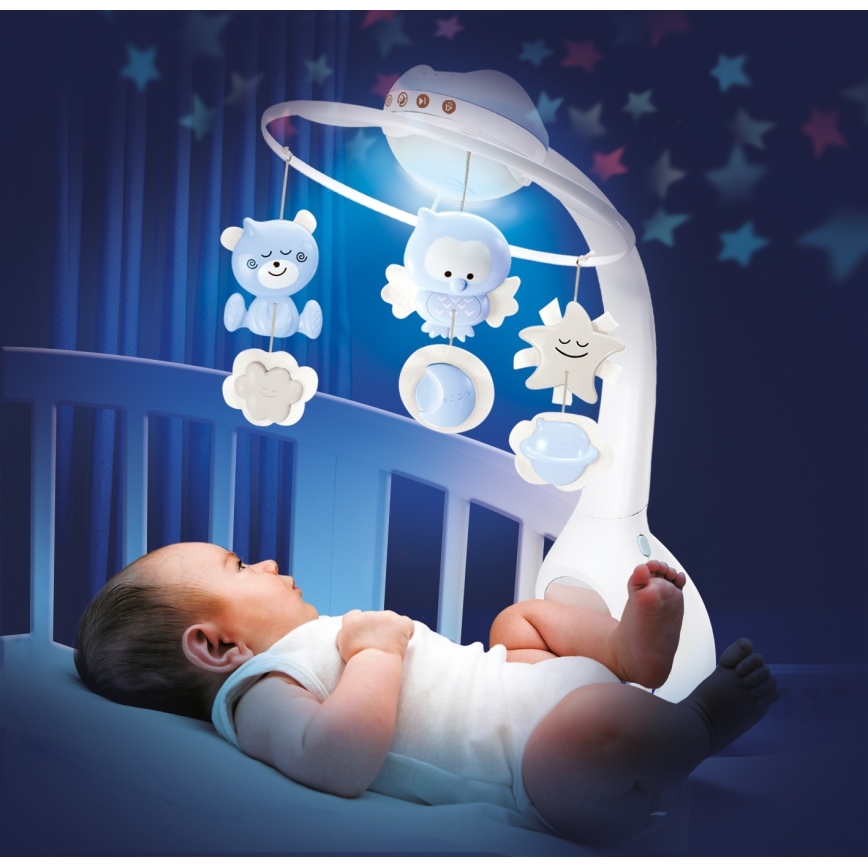 Infantino - Mobile mit Melodie 3in1 für das Babybett, 3xAAA, blau