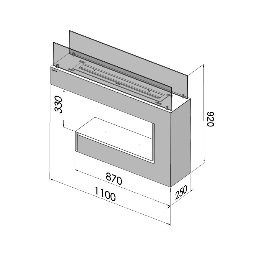 InFire - BIO-Kamin 110x92 cm 3 kW schwarz