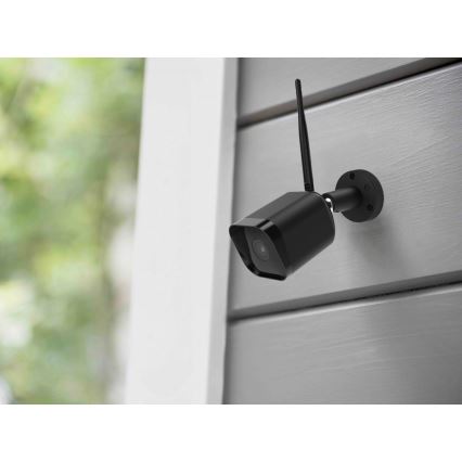 Intelligente Außenkamera mit Full HD 1080p Sensor 12V IP65 Wi-Fi Tuya Schwarz