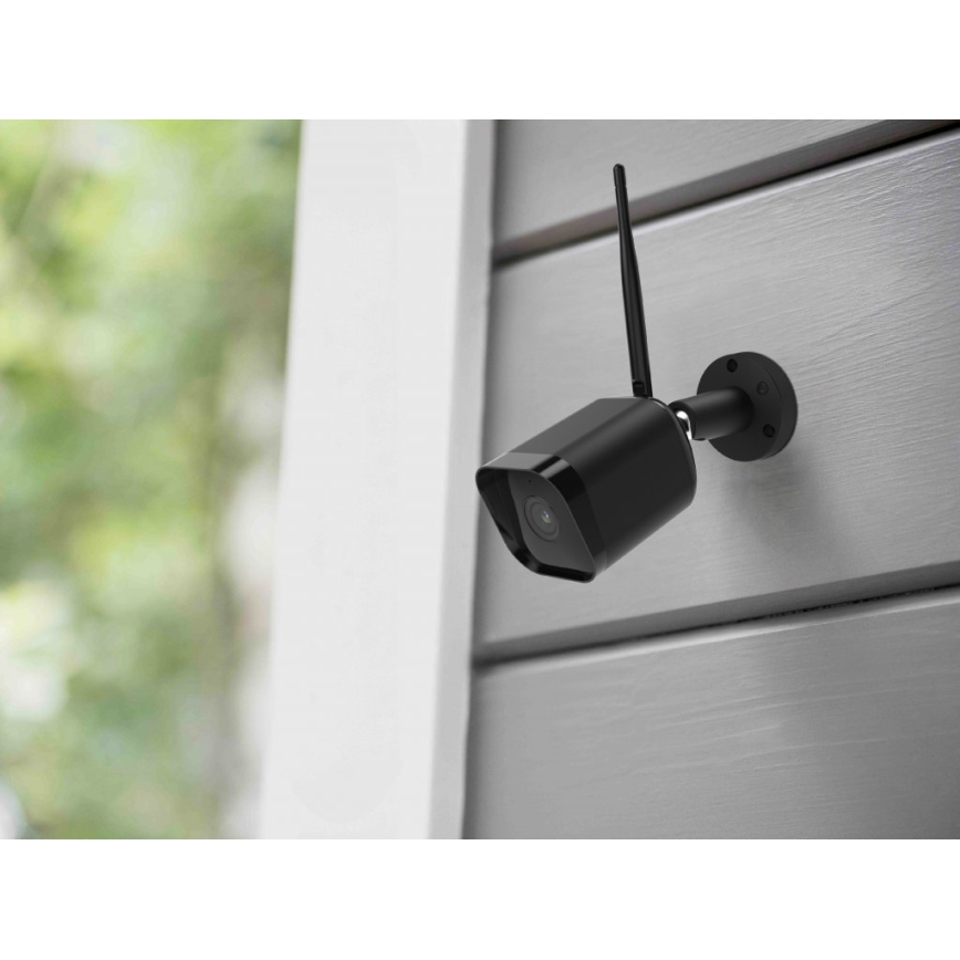 Intelligente Außenkamera mit Full HD 1080p Sensor 12V IP65 Wi-Fi Tuya Schwarz