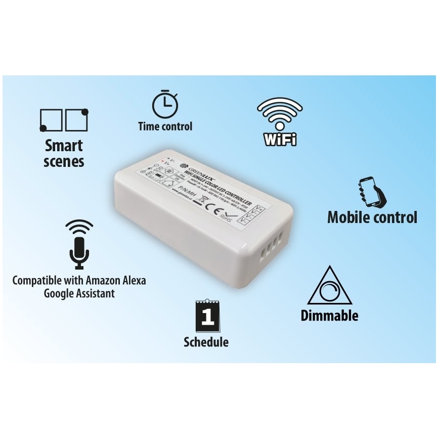 Intelligente Fernbedienung für einfarbige LED-Streifen 5-24V Wi-Fi Tuya