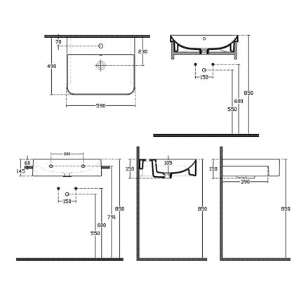 Isvea - Halbeinbau-Waschbecken SOTT AQUA 59x49 cm Keramik/weiß