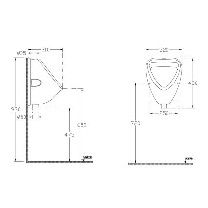Isvea - Urinal, oberer Zulauf, Keramik/weiß