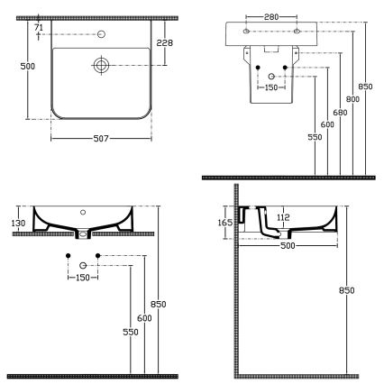 Isvea - Waschbecken zur Aufsatz- oder Wandmontage SOTT AQUA 50x50 cm Keramik/weiß