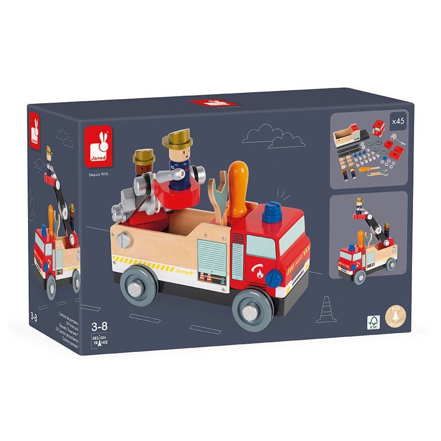 Janod - Holzbausatz BRICOKIDS Feuerwehrwagen