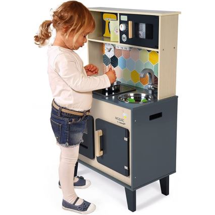 Janod - Holz-Küche mit LED-Kochfeld MOZAIC 2xLR6