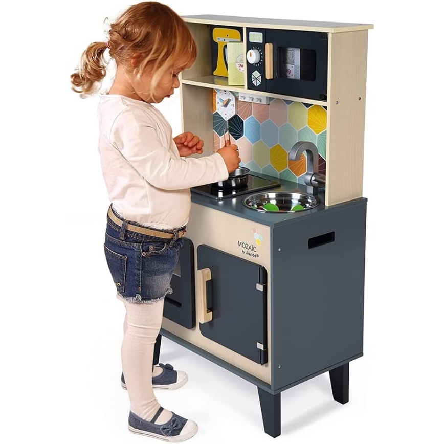 Janod - Holz-Küche mit LED-Kochfeld MOZAIC 2xLR6